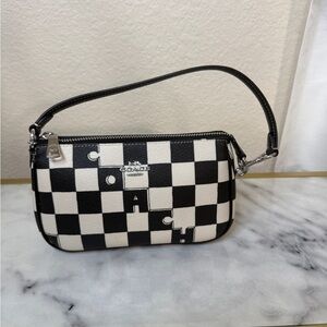 Coach Black and White Checkered Clutch